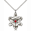 Sterling Silver 7/8in Chastity Pendant with 3mm Ruby Bead & 18in Chain