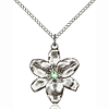 Sterling Silver 7/8in Chastity Pendant with Peridot Bead & 18in Chain