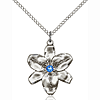 Sterling Silver 7/8in Chastity Pendant with Sapphire Bead & 18in Chain