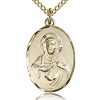 Gold Filled 3/4in Oval Plain Scapular Medal & 18in Chain