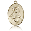 14k Yellow Gold Oval Plain Scapular Medal 3/4in