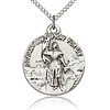 Sterling Silver 7/8in St Joan of Arc Medal & 18in Chain