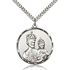 Sterling Silver 1 3/8in St Joseph Medal & 24in Chain