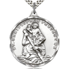 Sterling Silver 1 3/8in St Christopher Medal & 24in Chain