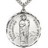 Sterling Silver 1 1/4in St Jude Medal & 24in Chain