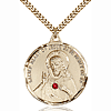 Gold Filled 1 3/8in Scapular Medal with 3mm Ruby Bead & 24in Chain