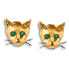 14k Yellow Gold Kitten Face Stud Earrings