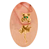 14k Yellow Gold Cat Through Earrings with Emerald Eyes