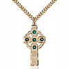 Gold Filled 1 3/8in Kilklispeen Cross with Emerald Bead & 24in Chain