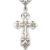 Sterling Silver 1 3/8in St Xenia Orthodox Cross & 24in Chain