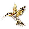 14kt Gold 1 1/4in Hummingbird Pendant with Diamond Pavé