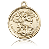 14k Yellow Gold 1in Round St Michael Slays the Dragon Medal