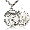 Sterling Silver 1in Reversible St Michael Medal & 24in Chain