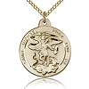 Gold Filled 3/4in Round St Michael Medal & 18in Chain