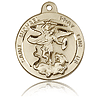 14k Yellow Gold Round St Michael Slays the Dragon Medal 3/4in