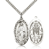 Sterling Silver 1 3/8in Miraculous Medal & 24in Chain
