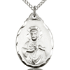 Sterling Silver 7/8in Plain Scapular Medal & 18in Chain