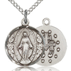 Sterling Silver 1/2in Round Miraculous Medal & 18in Chain
