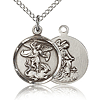 Sterling Silver 5/8in St Michael Charm & 18in Chain