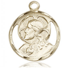 Round Scapular Medal Charm 5/8in 14k Yellow Gold
