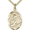 Gold Filled 3/4in Scalloped Edge St Anthony Medal & 18in Chain