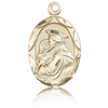 14k Yellow Gold St Anthony Medal with Scalloped Edge 3/4in