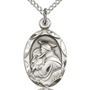 Sterling Silver 3/4in Anthony Medal Charm & 18in Chain
