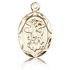 14kt Yellow Gold 3/4in Oval St Michael Medal