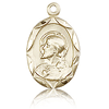 14kt Yellow Gold 3/4in Fancy Oval Scapular Medal