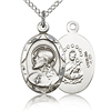 Sterling Silver 3/4in Oval Scapular Medal & 18in Chain