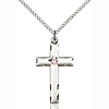 Sterling Silver 1 1/8in Cross with Light Amethyst Bead & 18in Chain
