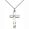 Sterling Silver 1 1/8in Cross Pendant with Peridot Bead & 18in Chain