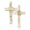 14kt Yellow Gold 1 1/8in St Benedict Crucifix