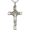 Sterling Silver 1 1/8in St Benedict Crucifix & 18in Chain