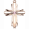 14kt Yellow Gold 1 1/4in Cross Pendant with 3mm Light Amethyst Bead
