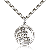 Sterling Silver 7/8in Round St Gerard Medal & 24in Chain