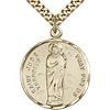Gold Filled 7/8in Round St Jude Medal & 24in Chain