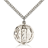 Sterling Silver 7/8in Round St Jude Medal & 24in Chain