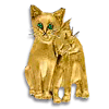 14kt Yellow Gold 1in Cat Pals Pendant with Emerald Eyes