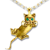 14kt Yellow Gold Body Swivels Kitten with Emerald Eyes