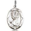 Sterling Silver 1in Oval St Christopher Medal with Fancy Border