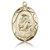 14k Yellow Gold St Anthony Medal with Scalloped Edge 1in