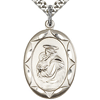 Sterling Silver 1in St Anthony Medal & 24in Chain
