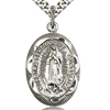 Sterling Silver 1in Nuestra Senora de Guadalupe Medal & 24in Chain