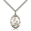Sterling Silver 1in Oval St Gerard Medal & 24in Chain