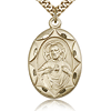 Gold Filled 1in Oval Scapular Medal & 24in Chain
