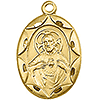 14k Yellow Gold Oval Scapular Medal 1in