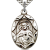 Sterling Silver 1in Oval Scapular Medal & 24in Chain