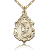 Gold Filled 3/4in Fancy St Elizabeth Medal & 18in Chain