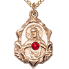 Gold Filled 3/4in Scapular Pendant with 3mm Ruby Bead
